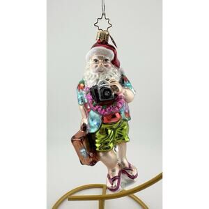 Christopher Radko "Vacation Santa" Hand Blown Glass Ornament 6 Inches